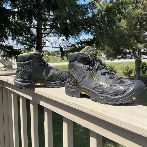 KEEN Utility Work Boots Men 12 Steel Toe Waterproof Gray Yellow EH ASTM USA made